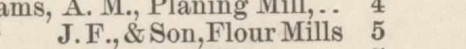 The line reading F.&Son, Flour Mill in the 1884 atlas index