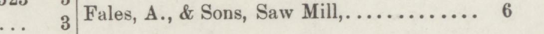 The line reading Fales, A., & Sons, Saw Mill in the 1887 atlas index