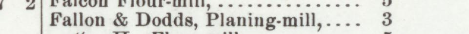 The line reading Fallon & Dodds, Planing-mill in the 1902 atlas index