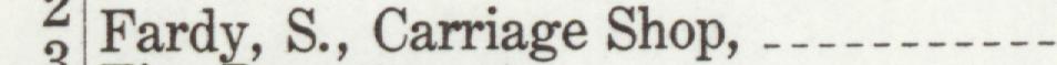 The index line reading Fardy, S., Carriage Shop in the 1909 atlas