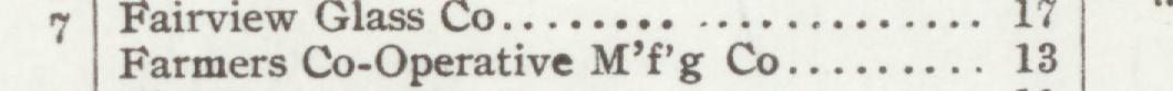 The line reading Farmers Co-Operative Mf'g Co in the 1907 atlas index