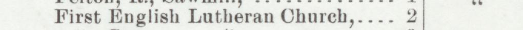 The line reading First English Lutheran Church in the 1901 atlas index
