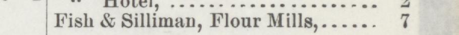 The line reading Fish & Silliman, Flour Mills in the 1889 atlas index
