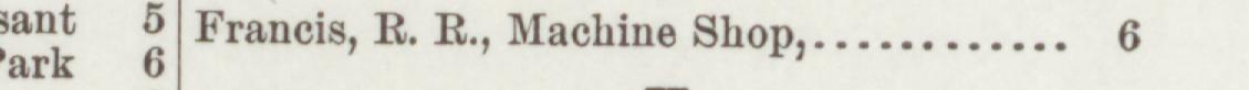 The line reading Francis, R. B., Machine Shop in the 1891 atlas index