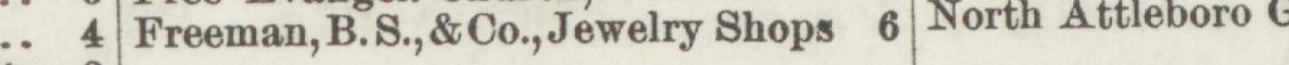 The line reading Freeman, B.S.,&Co.,Jewelry Shops in the 1885 atlas index