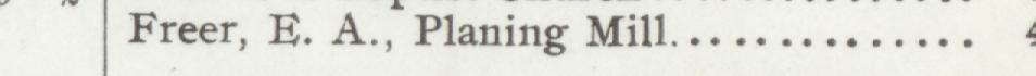 The line reading Freer, E. A., Planing Mill in the 1907 atlas index