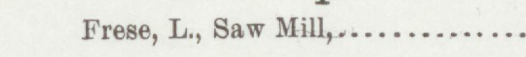 The index line reading Frese, L, Saw Mill in the 1899 atlas