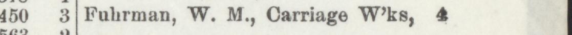 The line reading Fuhrman, W. M., Carriage Wks in the 1896 atlas index