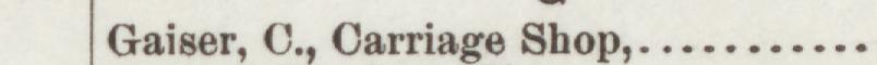The line reading Gaiser, C., Carriage Shop in the 1893 atlas index
