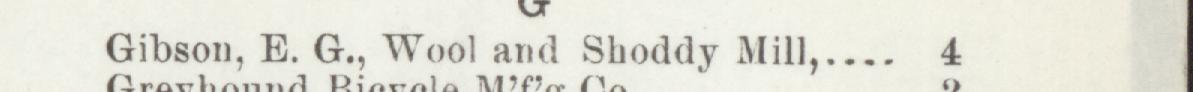 The line reading Gibson, E. G., Wool and Shoddy Mill in the 1898 atlas index