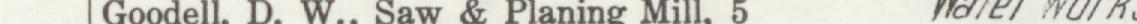 The line reading Goodell. D. W. Saw & Planing Mill. 5 in the 1915 atlas index