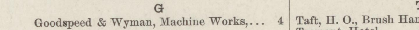 The line reading Goodspeed & Wyman, Machine Works in the 1885 atlas index
