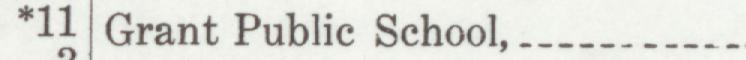 The index line reading Grant Public School in the 1919 atlas
