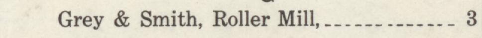 The line reading Grey & Smith, Roller Mill in the 1913 atlas index
