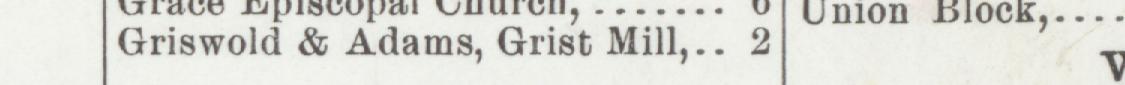 The line reading Griswold &Adams Grist Mill in the 1905 atlas index