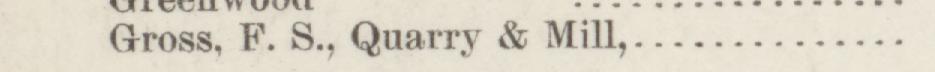 The line reading Gross, E. S., Quarry & Mill in the 1884 atlas index