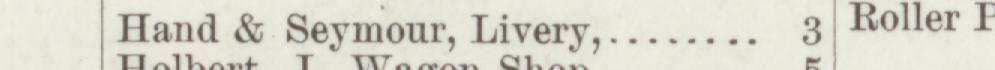 The line reading Hand & Seymour, Livery in the 1884 atlas index