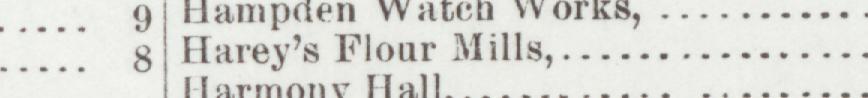 The line reading Harey's Flour Mill in the 1891 atlas index