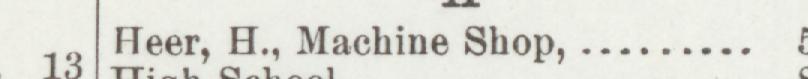 The line reading Heer, H., Machine Shop in the 1898 atlas index