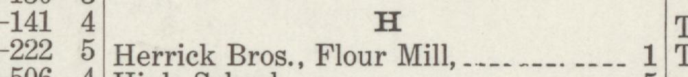 The line reading Herrick Bros., Flour Mill in the 1915 atlas index