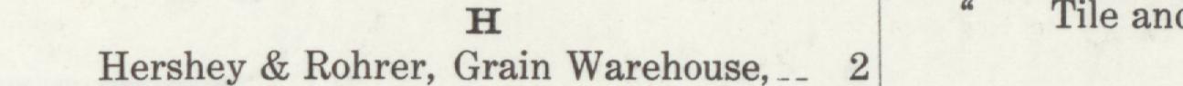 The line reading Hershey & Rohrer, Grain Warehouse in the 1913 atlas index