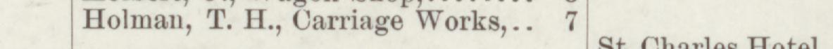 The line reading Holman, T. H., Carriage Works in the 1884 atlas index
