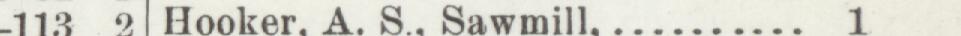 The line reading Hooker. A. S Sawmill in the 1902 atlas index