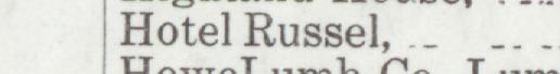 The line reading Hotel Russel in the 1920 atlas index
