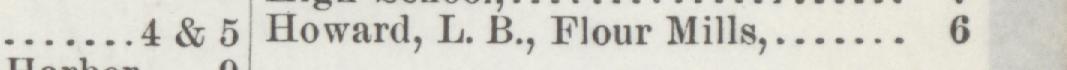 The line reading Howard, IB., lour Mills in the 1889 atlas index