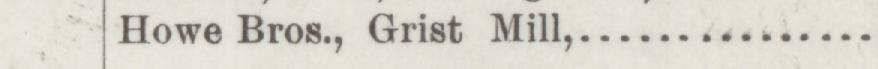 The line reading Howe Bros., Grist Mill in the 1889 atlas index