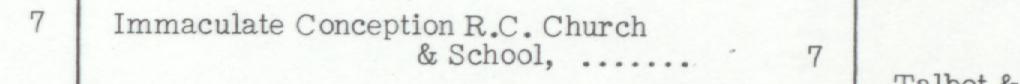 The line reading Immaculate Conception B.C. Church in the 1952 atlas index