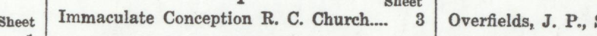 The line reading Immaculate Conception R.C. Church in the 1926 atlas index