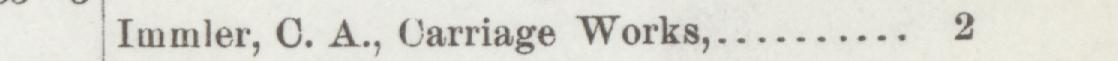 The line reading Immler, O. A., Carriage Works in the 1892 atlas index