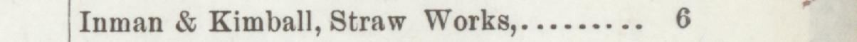 The line reading Inman & Kimball, Straw Works in the 1898 atlas index