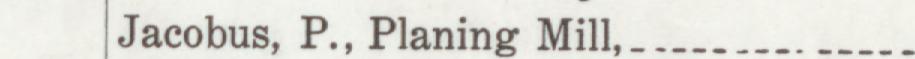 The index line reading Jacobus, P., Planing Mill in the 1914 atlas