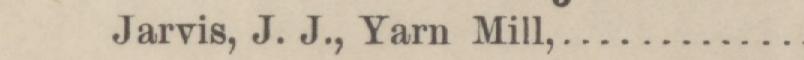 The line reading Jarvis, J. J., Yarn Mill in the 1884 atlas index