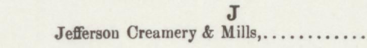 The line reading Jelterson Oreamery & Mille in the 1890 atlas index