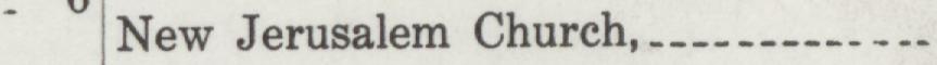 The index line reading New Jerusalem Church in the 1916 atlas