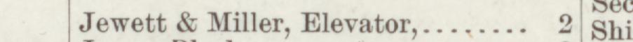 The line reading Jewett & Miller, Elevator in the 1884 atlas index