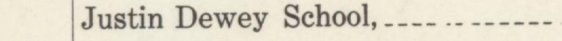The line reading Justin Dewey School in the 1912 atlas index
