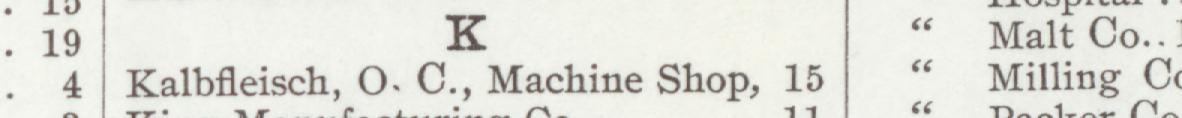 The line reading Kalbfleisch, O. C., Machine Shop in the 1905 atlas index
