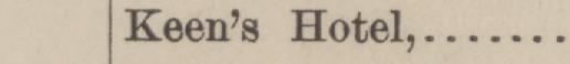 The line reading Keen's Hotel in the 1885 atlas index