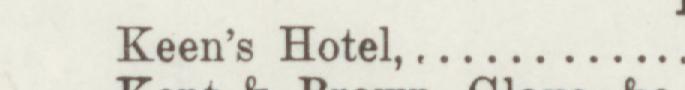 The index line reading Keen's Hotel in the 1891 atlas