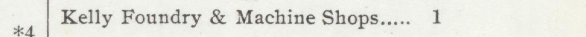 The line reading Kelly Foundry & Machine Shops in the 1903 atlas index