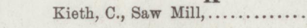 The line reading Kieth, C., Saw Mill in the 1893 atlas index