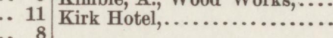 The line reading Kirk Hotel in the 1886 atlas index