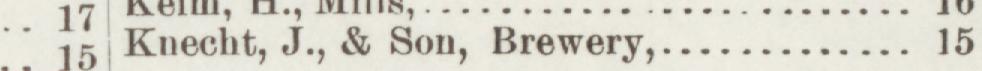 The line reading Knecht, J., & Son, Brewery in the 1895 atlas index