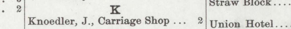 The index line reading Knoedler, J, Carriage Shop in the 1901 atlas