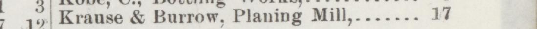 The line reading Kranse & Burrow, Planing Mill in the 1890 atlas index