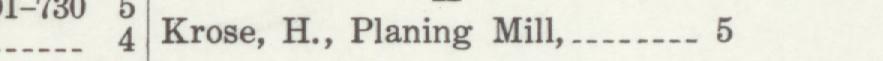 The index line reading Krose, H., Planing Mill in the 1913 atlas